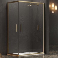 Врата и стационарно стъкло за душ кабина "EFE 100 Oro", прозрачно стъкло, 80-140х190 см., златен мат